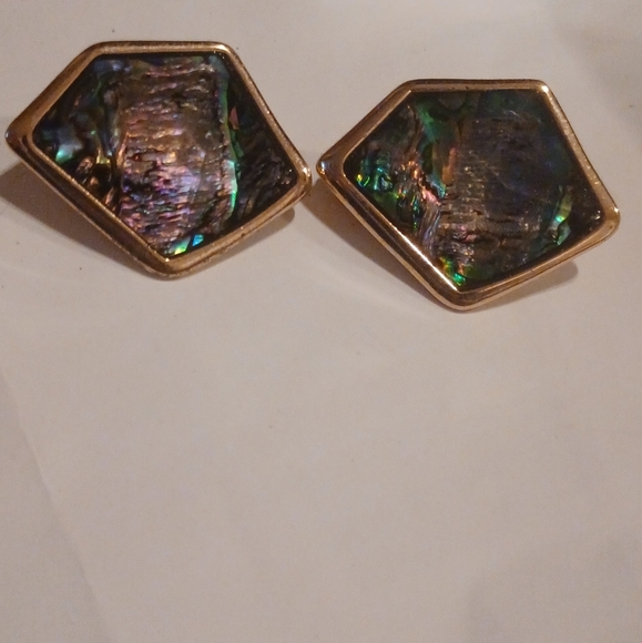 Robert Lee Morris Soho Abalone Stone clip on earrings - Picture 3 of 4